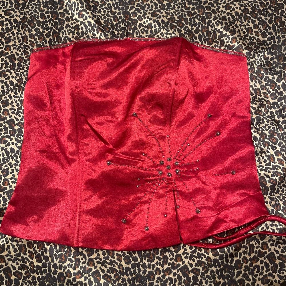 90s / Y2K Beaded Red Corset Top